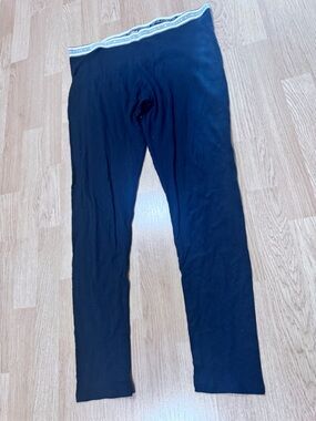 Victoria's Secret Black Ribbed Lounge Leggings with Branded Waistband